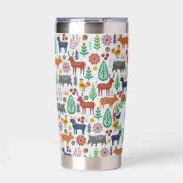 Skandinavische Folklorekunst Monogram Muster Boho Thermobecher