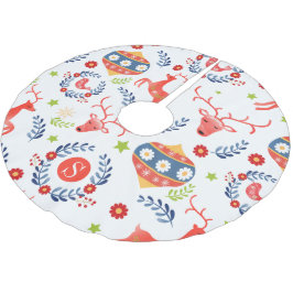 Skandinavische Folklorekunst Monogram Weihnachten Polyester Weihnachtsbaumdecke