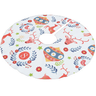 Skandinavische Folklorekunst Monogram Weihnachten Polyester Weihnachtsbaumdecke