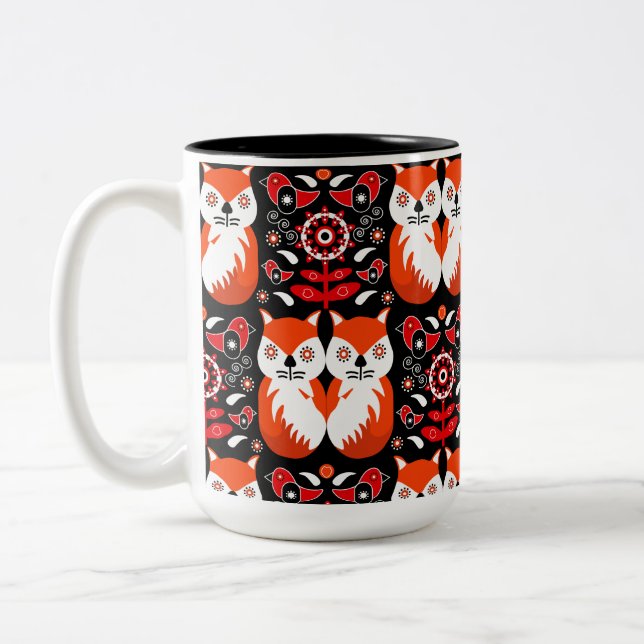 Skandinavische Fox Folk Zweifarbige Tasse (Links)