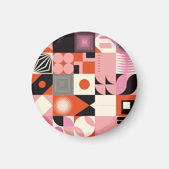 Skandinavische Geometrie: Muster für farbenfrohe K Magnet (Vorne)