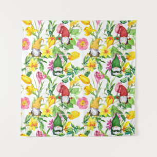 Skandinavische Gnome: Frühlingsblumenfarbe. Wandteppich