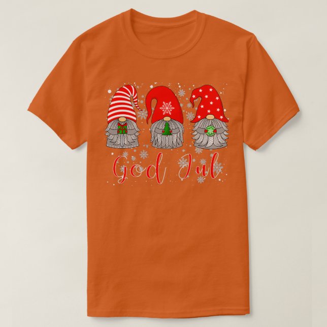 Skandinavische Gnomes God Jul Tomte Swedish Christ T-Shirt (Design vorne)