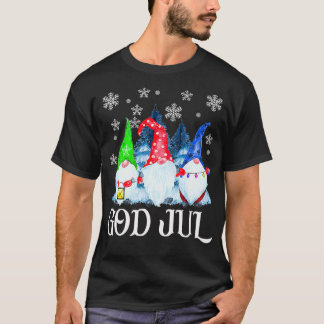 Skandinavische Gnomes God Jul Tomte Swedish Christ T-Shirt