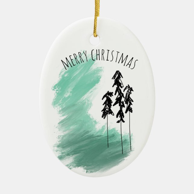 Skandinavische Grünbaumkunst, einfache moderne Min Keramik Ornament (Vorne)