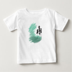 Skandinavische grüne Baumkunst einfache moderne Mi Baby T-shirt