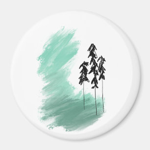 Skandinavische grüne Baumkunst einfache moderne Mi Magnet