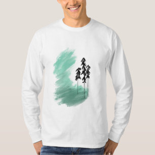 Skandinavische grüne Baumkunst einfache moderne Mi T-Shirt