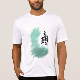 Skandinavische grüne Baumkunst einfache moderne Mi T-Shirt