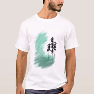 Skandinavische grüne Baumkunst einfache moderne Mi T-Shirt