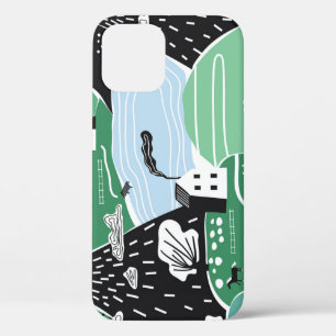 Skandinavische Häuser, Bäume, Bergbilder Case-Mate iPhone Hülle