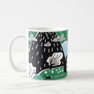 Skandinavische Häuser, Bäume, Bergbilder Kaffeetasse