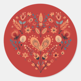 Skandinavische HerzValentine Runder Aufkleber