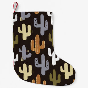 Skandinavische Kakteen, nahtloser Vintage-Hintergr Kleiner Weihnachtsstrumpf