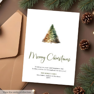 Skandinavische Kiefern-Kranz-Aquarell-Weihnachtska Feiertagskarte