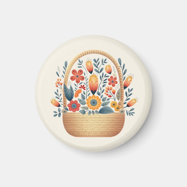 Skandinavische Korbeier Ostern Kunst Magnet (Vorne)