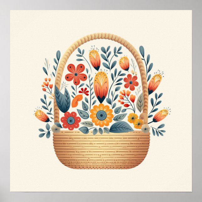 Skandinavische Korbeier Ostern Kunst Poster (Vorne)
