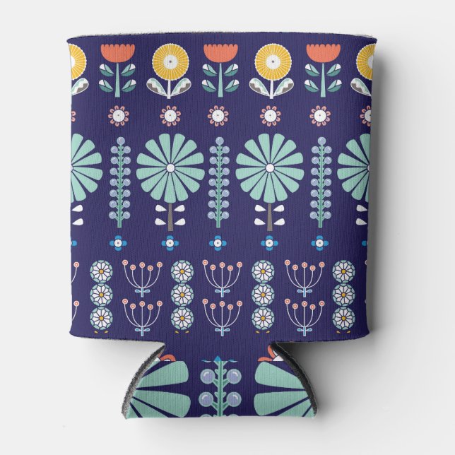 Skandinavische lineare Blume, Sommermotiv Dosenkühler (Vorderseite)