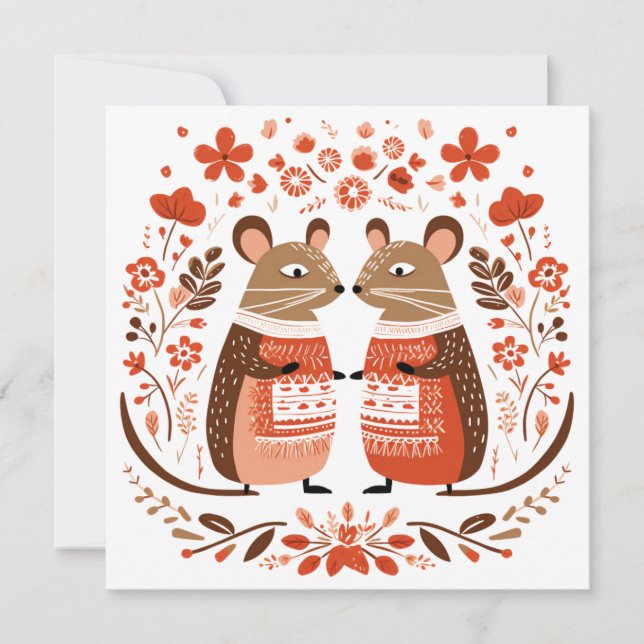 Skandinavische Mäuse Rodent Valentine Feiertagskarte (Vorderseite)