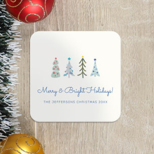 skandinavische Minimalistische Weihnachtsbäume Rechteckiger Pappuntersetzer
