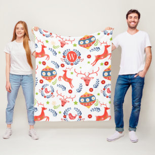 Skandinavische Monogram Christmas Fleece Blanket