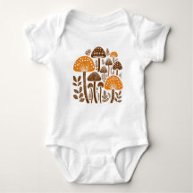 Skandinavische Mushroom Art Baby Bodysuit