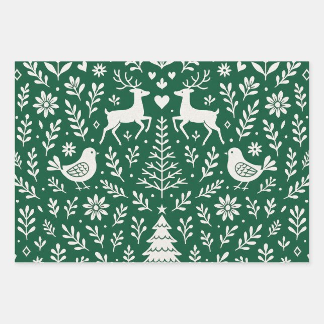SKANDINAVISCHE MUSTER GESCHENKVERPACKUNGSBÖGEN GESCHENKPAPIER SET (Vorderseite)