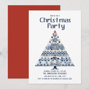 Skandinavische nordische Weihnachtsbaum-Party Einladung