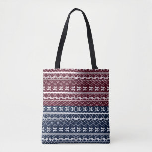 Skandinavische Ornamente auf blauen, bordeauxfarbe