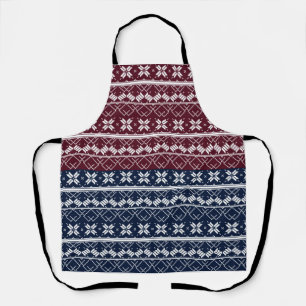 Skandinavische Ornamente auf blauen, bordeauxfarbe Schürze