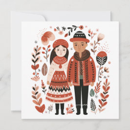 Skandinavische Paare Liebhaber Herzwale Feiertagskarte