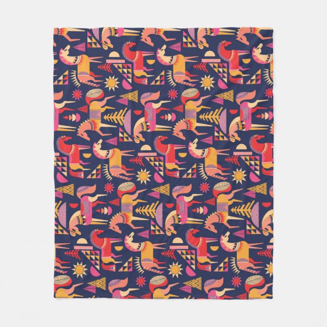 Skandinavische Pferde: Dekoratives Nahtloses Desig Fleecedecke (Vorderseite)