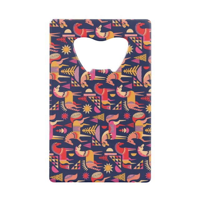 Skandinavische Pferde: Dekoratives Nahtloses Desig Geldbeutel Flaschenöffner (Vorderseite)