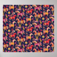 Skandinavische Pferde: Dekoratives Nahtloses Desig