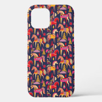 Skandinavische Pferde Muster nahtloses Design. Dek