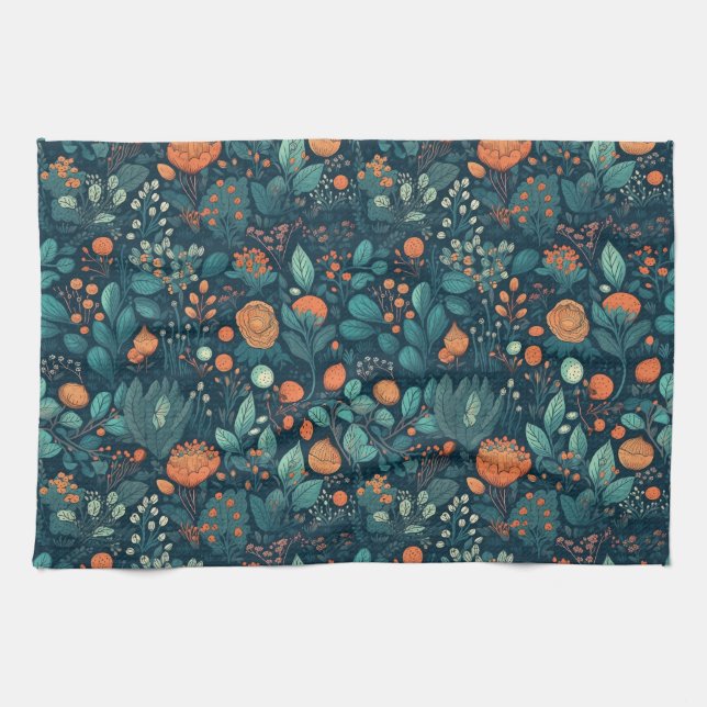 Skandinavische Pflanze und Blume Geschirrtuch (Horizontal)