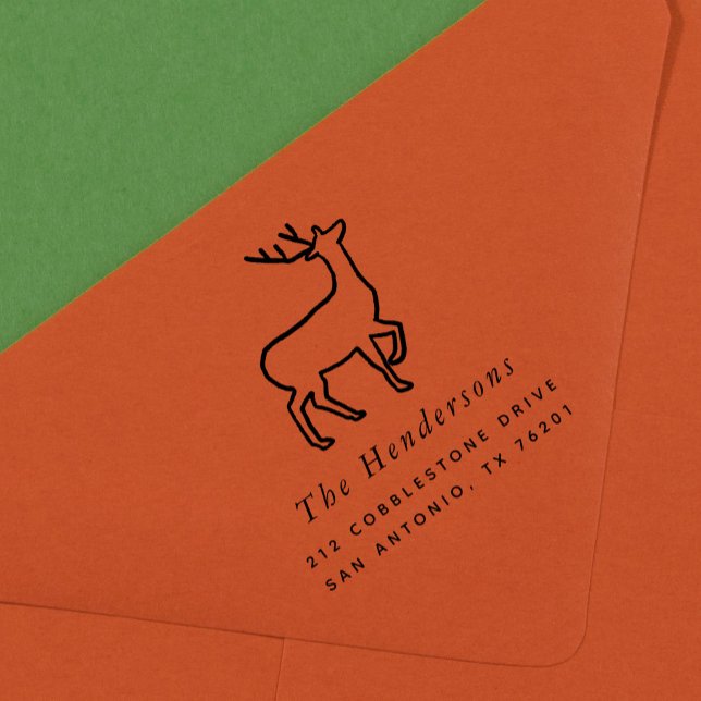 Skandinavische Rentier Illustration Rücksendeadres Permastempel (Scandinavian Reindeer Illustration Return Address Self-inking Stamp)