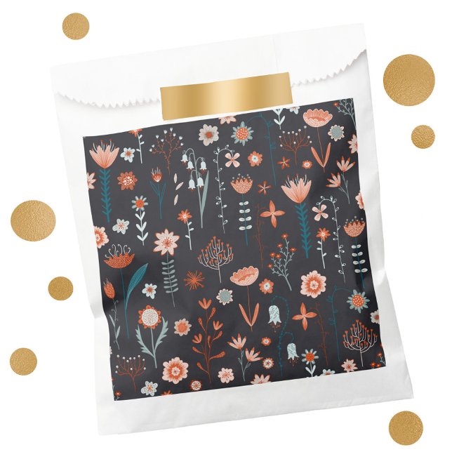 Skandinavische Sommer-Blume Dunkle Gefälligkeits-T Geschenktütchen (Dark floral Japandi style favor bag)