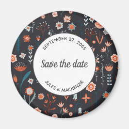 Skandinavische Sommer-Blume Save the Date dunkel Magnet
