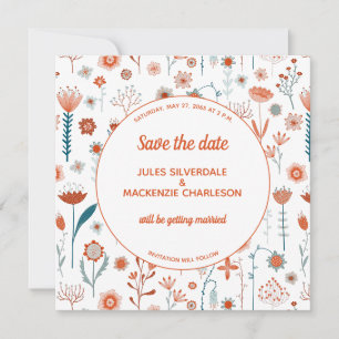 Skandinavische Sommer-Blume Save the Date Einladung