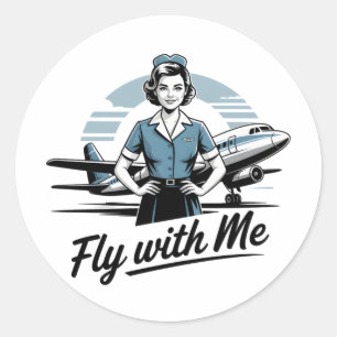 Skandinavische Stewardess Runder Aufkleber