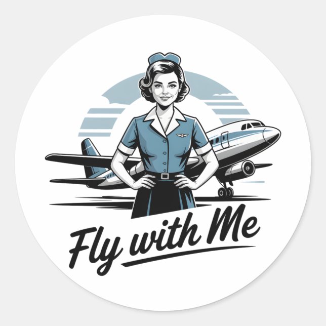 Skandinavische Stewardess Runder Aufkleber (Vorderseite)