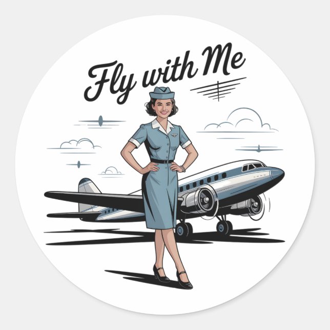 Skandinavische Stewardess Runder Aufkleber (Vorderseite)