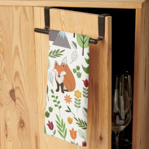 Skandinavische Style Illustrationen auf Crememuste Geschirrtuch