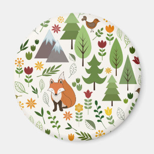 Skandinavische Style Illustrationen auf Crememuste Magnet