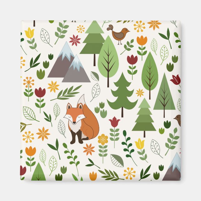 Skandinavische Style Illustrationen auf Crememuste Magnet (Vorne)