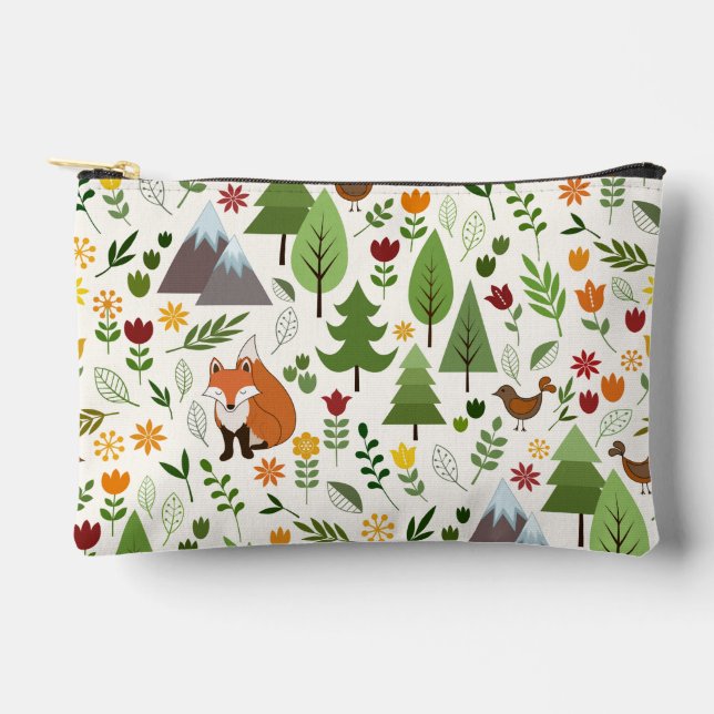 Skandinavische Style Illustrationen auf Crememuste Zubehörtasche (Vorderseite)
