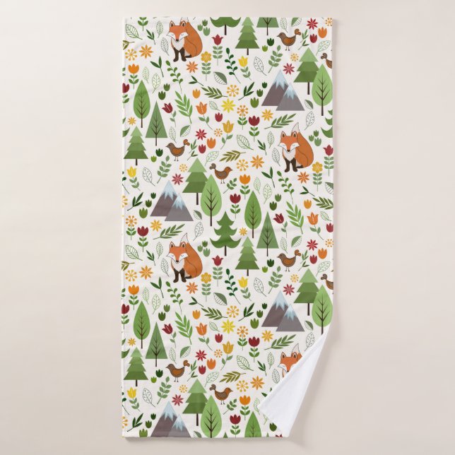 Skandinavische Style Illustrationen auf Crm Rpt Pt Badehandtuch (Badehandtuch)