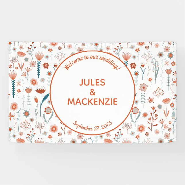 Skandinavische Summer Blume Boho Wedding Banner (Horizontal)