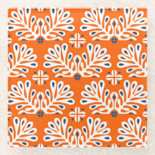 Skandinavische Tradition: Ethnisches Blumenmosaik. Glasuntersetzer